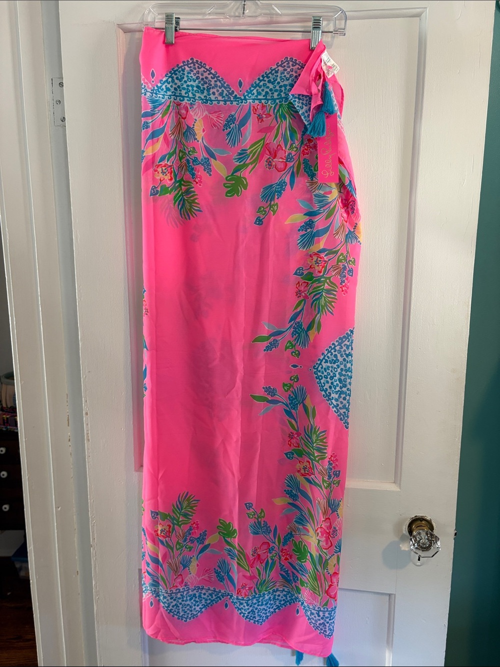 Lilly Pulitzer Hot Pink Floral Tie Sarong